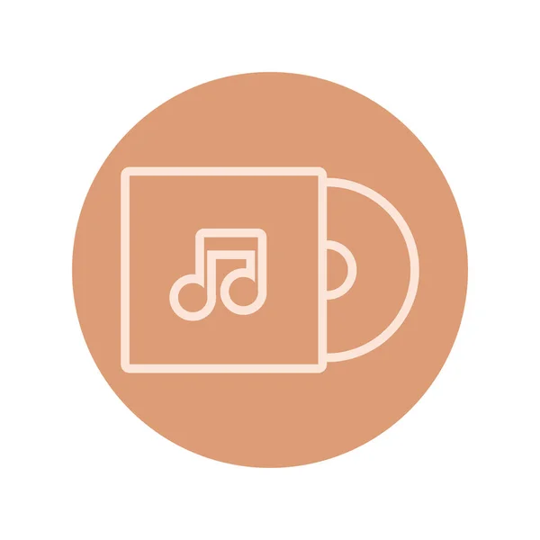 Disco di vinile musica blocco di registrazione e icona linea — Vettoriale Stock