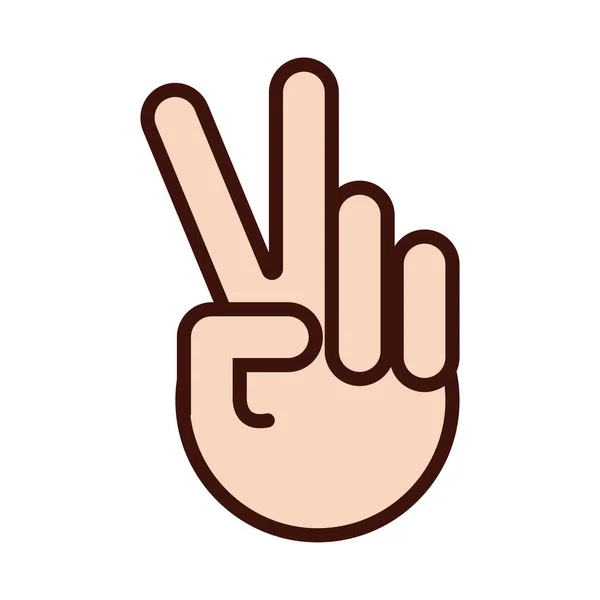 Victory hand signal line and fill style — 图库矢量图片