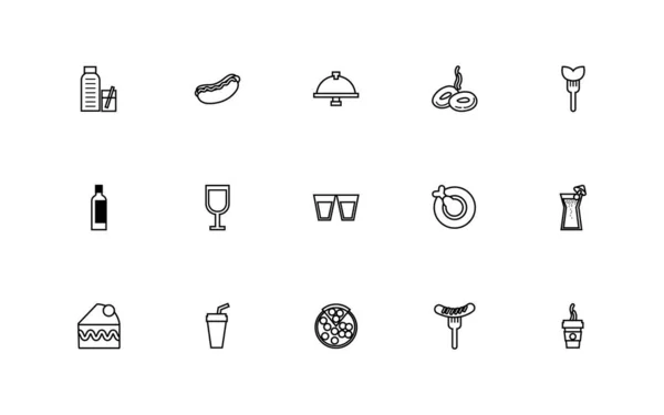 Pacote de ícones de linha set restaurante —  Vetores de Stock