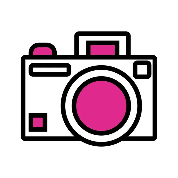 Linha de câmera fotográfica e ícone de estilo de preenchimento —  Vetores de Stock