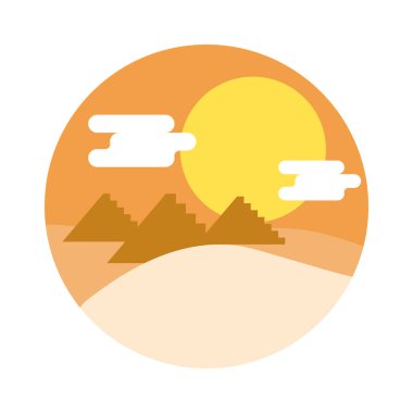 desert with pyramids scene flat style icon