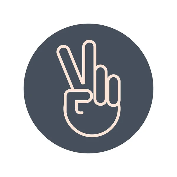 Paz y amor mano signo bloque y línea icono — Vector de stock