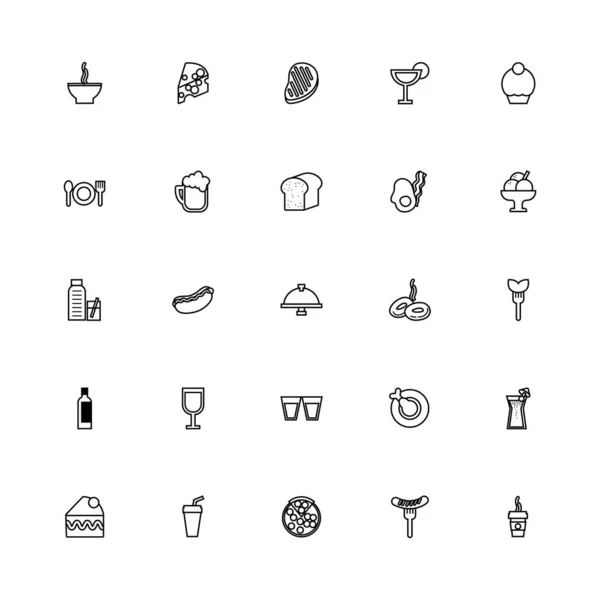 Bundle of restaurant set line icons — 图库矢量图片