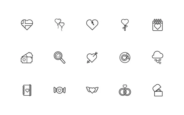 Bundle of valentines day line style set icons — 图库矢量图片