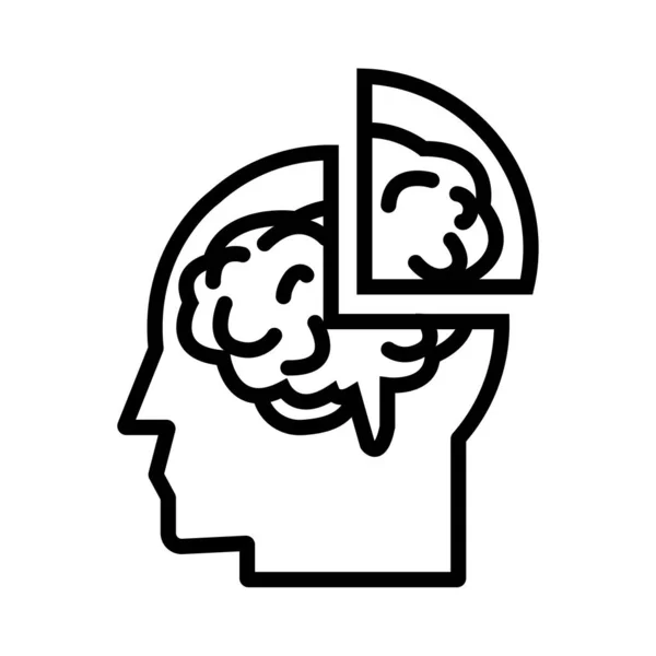 Perfil humano con icono de estilo de línea cerebral — Archivo Imágenes Vectoriales