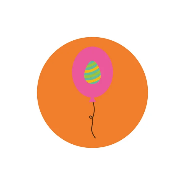 气球氦气，带有复活节彩绘卵块和扁平风格 — 图库矢量图片