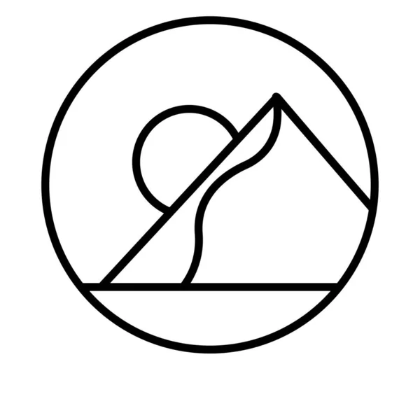Deserto con piramidi scena linea stile icona — Vettoriale Stock