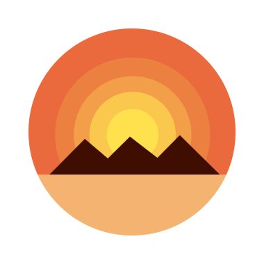 desert with pyramids scene flat style icon