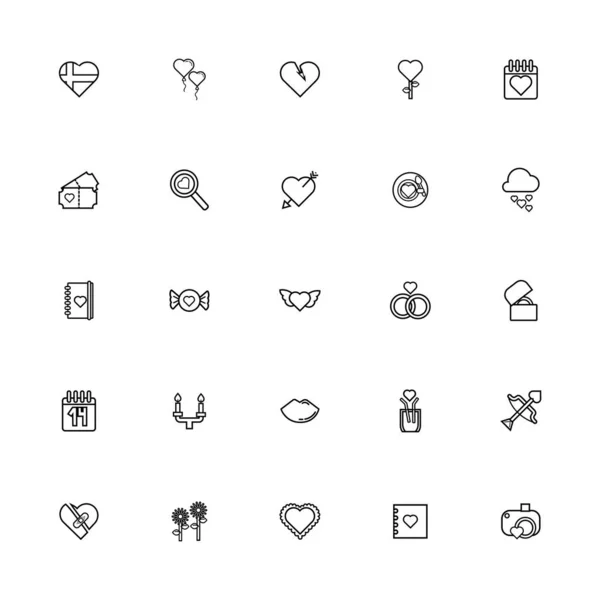 Bundle of valentines day line style set icons — 图库矢量图片