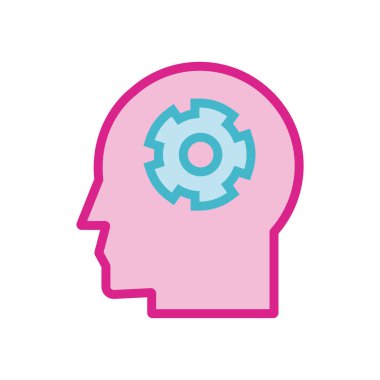 Vites çizgisi ve biçim simgesi olan insan profili