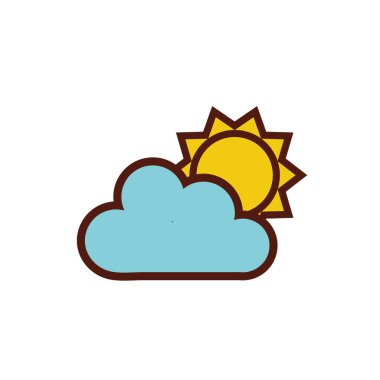 summer sun with cloud flat style icon