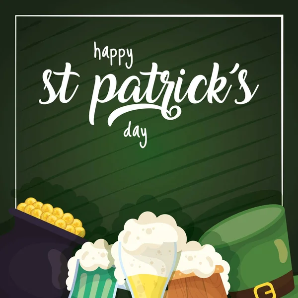 Happy st patricks day card with beers drinks — Διανυσματικό Αρχείο