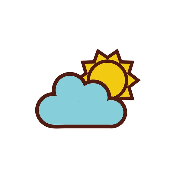 Summer sun with cloud flat style icon — Stock Vector