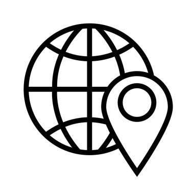sphere with pin pointer location line style icon