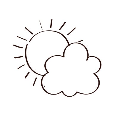 summer sun with cloud line style icon