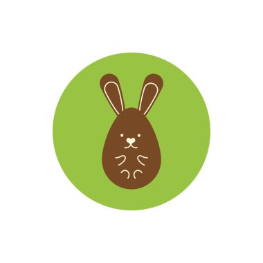 chocolate rabbit of easter egg painted block and flat style