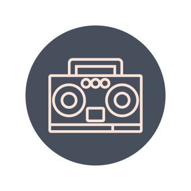 radio music player block and line icon