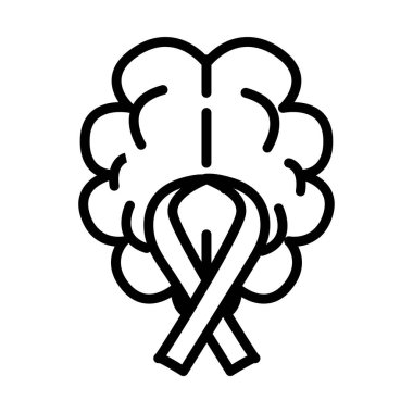 brain human with campaign ribbon line style icon