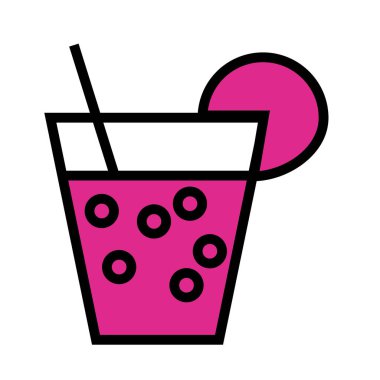 tropical cocktail line and fill icon