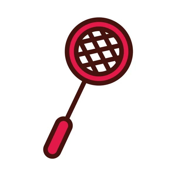 Sport badminton racket line and fill icon — Stock Vector