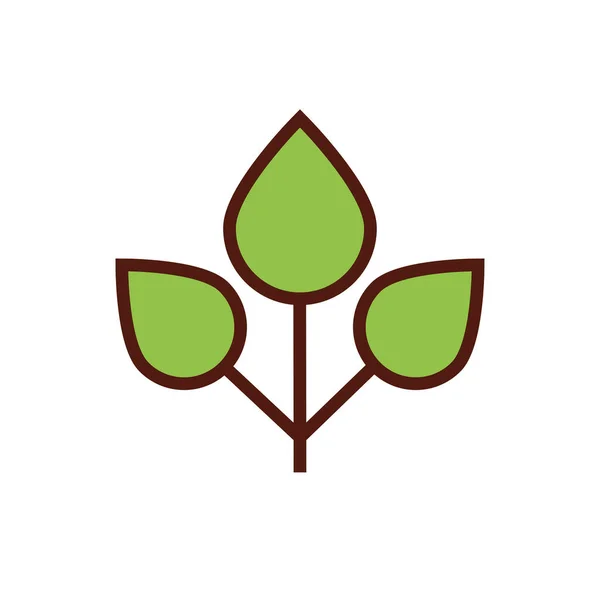 Leafs plant ecology flat style icon — Stock Vector