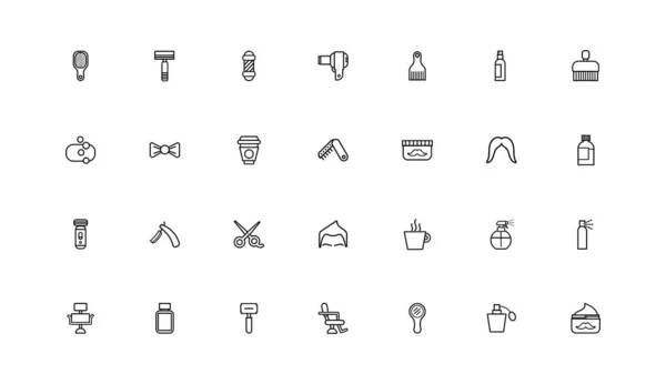 Bundle of barber shop set line style icons — Stockový vektor