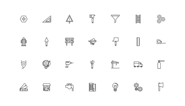 Bundle of construction set line icons — Stok Vektör