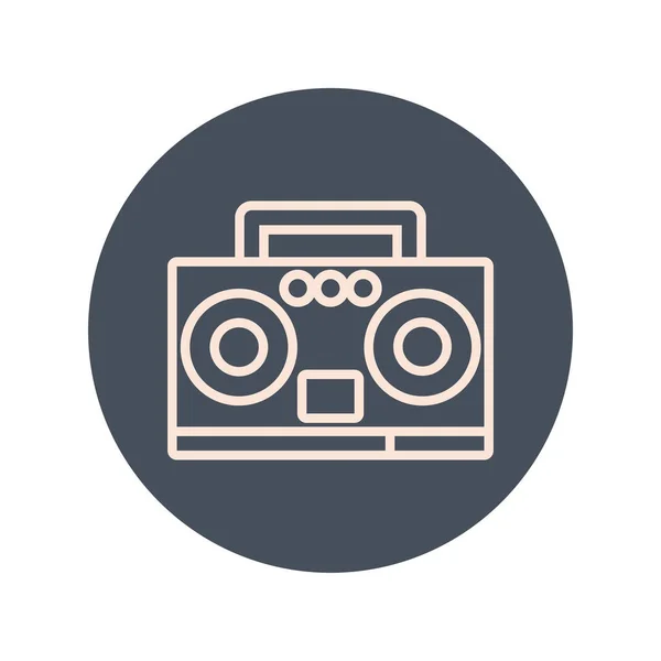 Radio music player block and line icon — Wektor stockowy