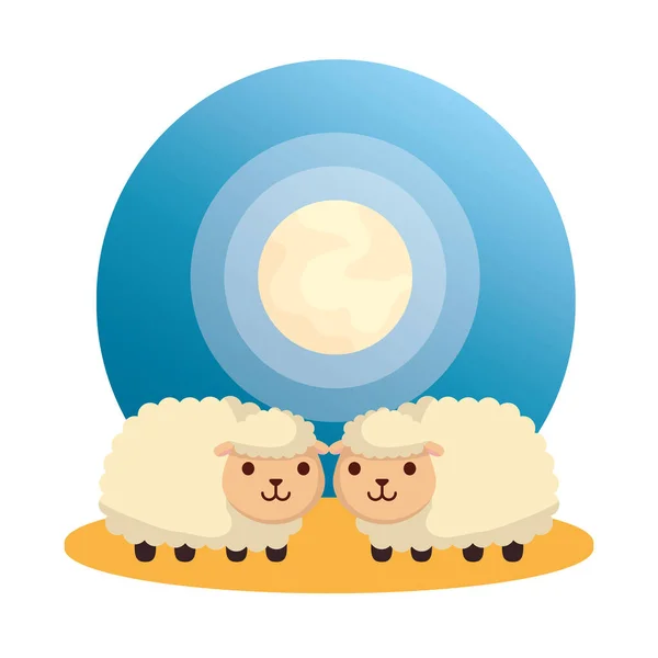 Cute sheeps farm animals characters — Stock vektor