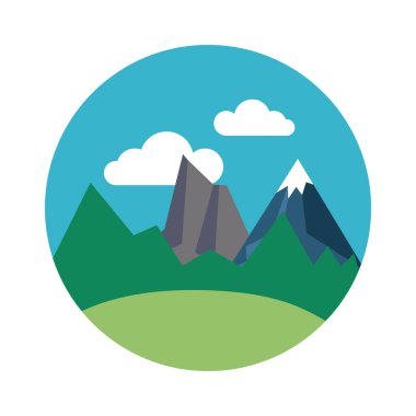 Kar dağları manzaralı düz stil simgesi