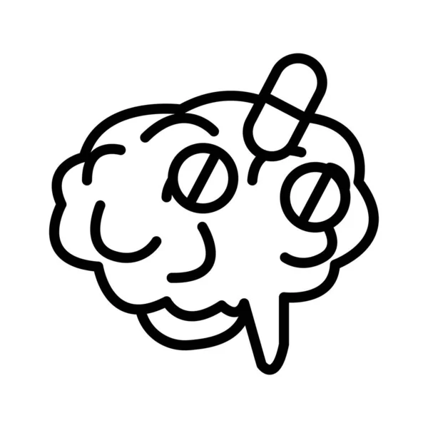 Brain human with drugs line style icon — 스톡 벡터