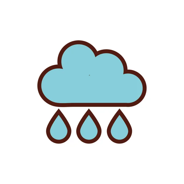 Clouds rainy with drops flat style — Stock Vector