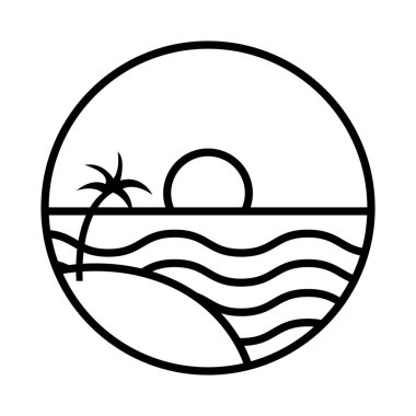 Palmiye çizgisi simgesiyle deniz manzarası