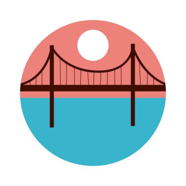 köprü düz stil simgesi ile manzara