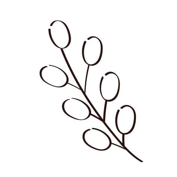 Branch with seeds plant ecology line style icon — ストックベクタ