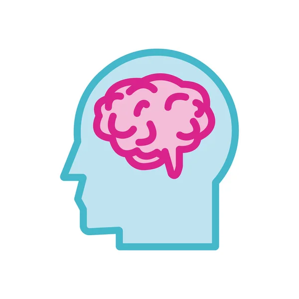 Beyin çizgisi ve biçim simgesine sahip insan profili — Stok Vektör