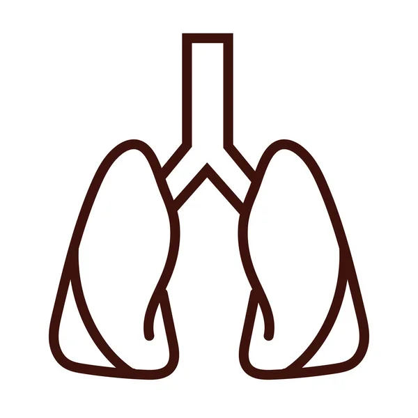 Polmoni stile linea organo umano — Vettoriale Stock