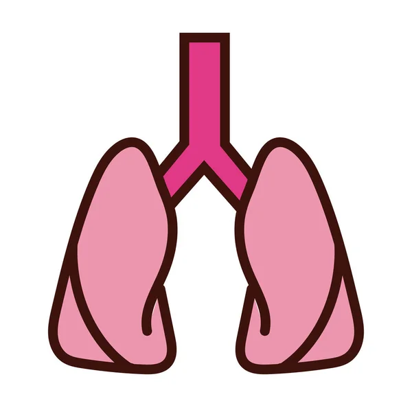 Lungen menschliche Organlinie und Füllstil — Stockvektor