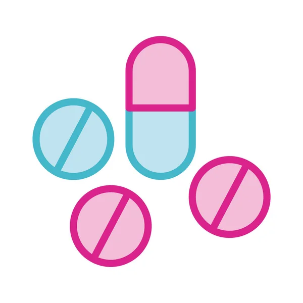 Pillen und Kapseln Medikamente Linie und Füllstil — Stockvektor