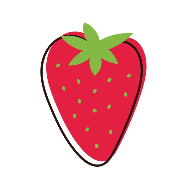 Doux fraise fruit dessin à la main style — Image vectorielle