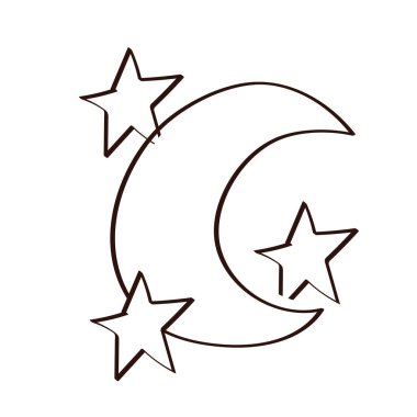 moon and stars magic line style icon