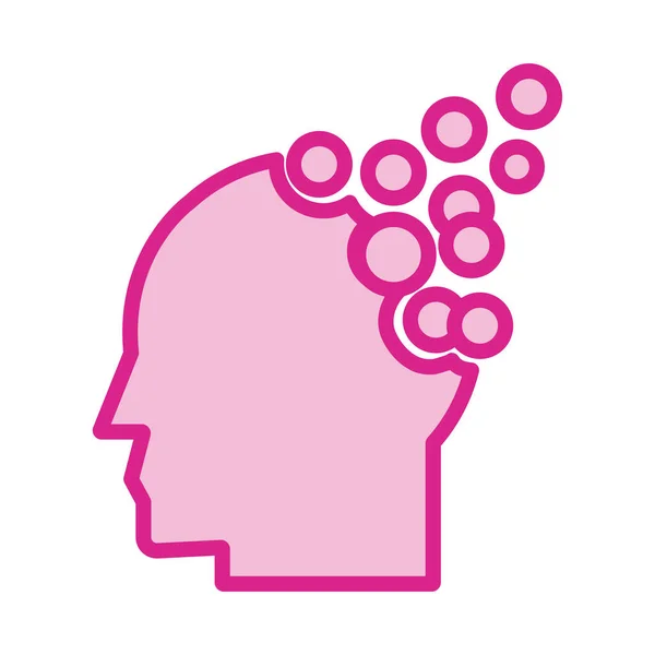 Human profile with balls line and fill style icon — Stok Vektör