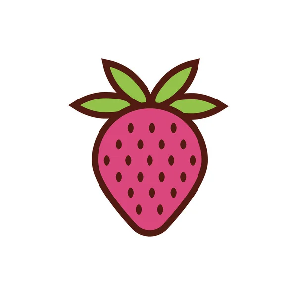 Söt jordgubbsfrukt platt stil — Stock vektor