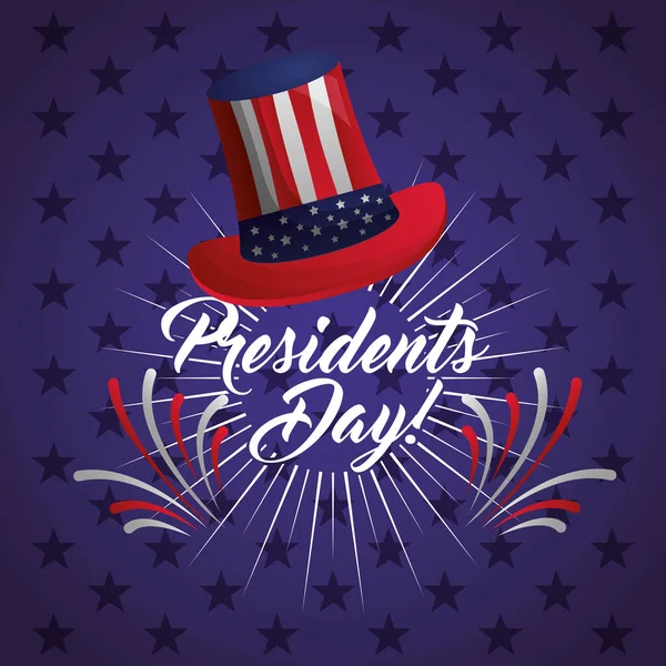 Happy presidents day celebration poster with uncle sam hat — Stock Vector