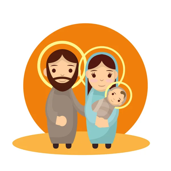 Mignon sainte famille mangeoire personnages — Image vectorielle