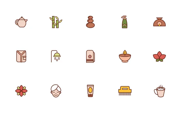 Bundle of spa line and fill style icons — Διανυσματικό Αρχείο