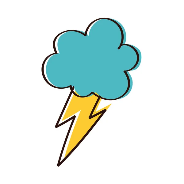Bulutlu ışın fırtınası elektrikli el çizim stili — Stok Vektör