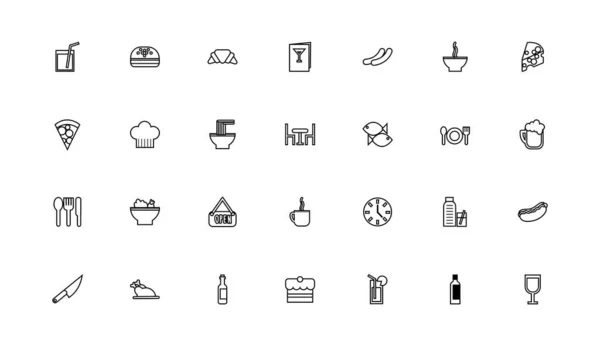 Bundle of restaurant set line icons — Stok Vektör