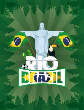 Corcovade Christ ve Toucan 'lı Brezilya Karnaval posteri