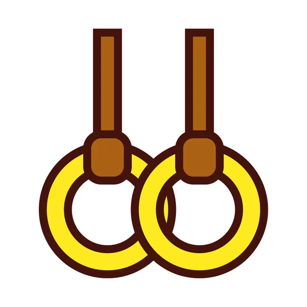 Ringe hängen Sportausrüstung Linie und füllen Symbol — Stockvektor